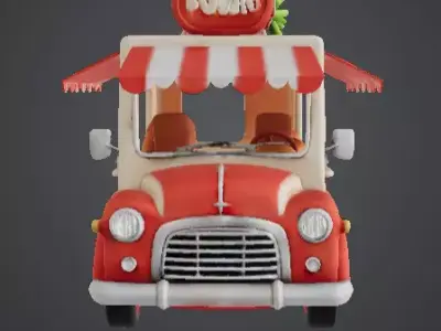Burger Shop Mobile Cart 3D model