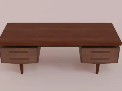 1970s Antique Wooden Desk 3D model