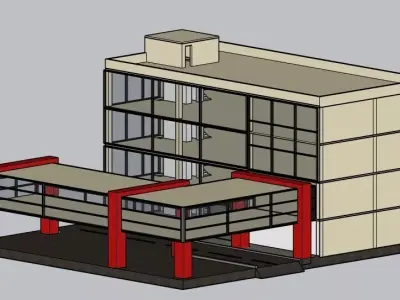 Modern Modular Office Building with Elevated Walkway 3D model