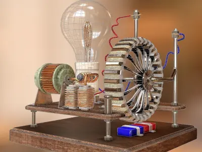 Dynamo machine Electric generator Low-poly 3D model