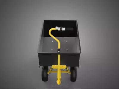 BLACK YELLOW ELECTRIC MOTORISED TROLLEY CART TRAILER WHEELBARROW 3D model