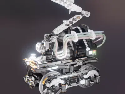 Rail Line Spray Painter Robot Design 3D model