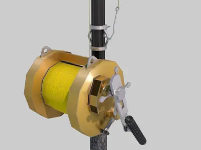 Shimano Fishing Rod and Reel Low-poly 3D model