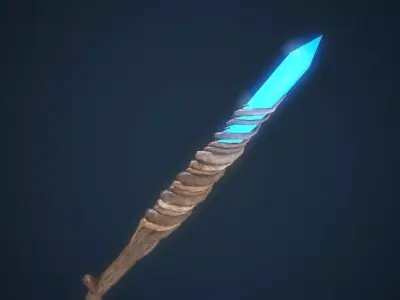 Fantasy Wizard Staff PBR Low-poly 3D model
