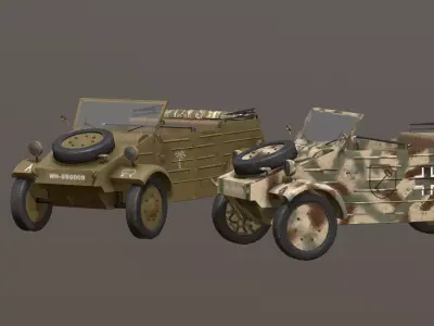 Kubelwagen Afrikakorps Grau Leib Wald camo pack 3D model