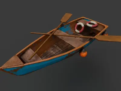 Wooden Boat  Low-poly 3D model