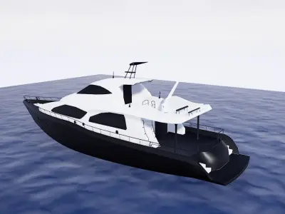 Yacht boat in ocean 3D model
