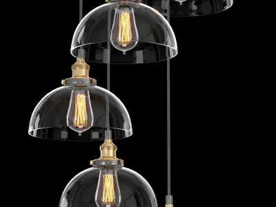 FACTORY FILAMENT CLEAR GLASS DOME ROUND PENDANT 3D model