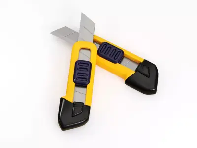 Slide Lock Paper cutter knife Low-poly 3D model