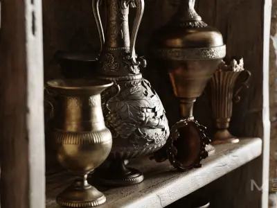 Old Vases Low-poly 3D model