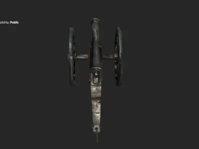 Field Artillery Gun Low-poly 3D model