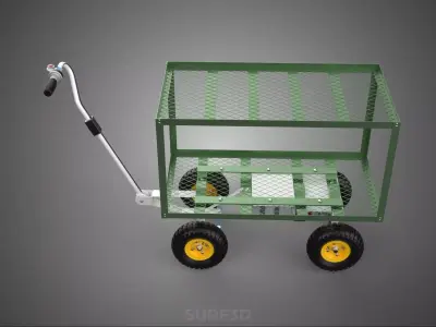 MOTORIZED DOUBLE DECKER TIER BED RACK TROLLEY WAGON CART GARDEN 3D model