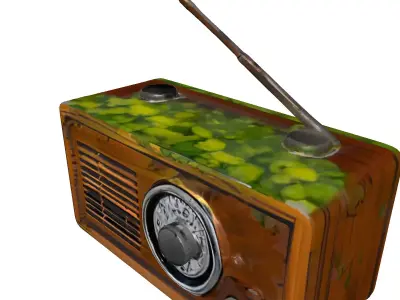 Weathered Vintage Wooden Radio Low-poly 3D model