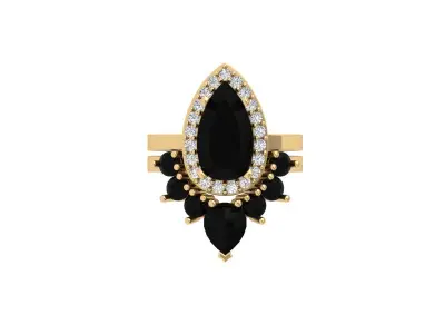 Pear Art Deco Ring 3D print model 8