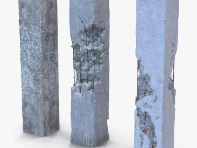 Concrete Pillars Set 3D model