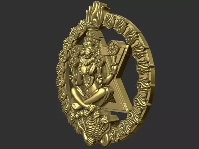 sudarshana narashimha murti  pendant hd stl file 3D print model