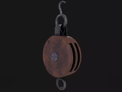 Vintage Pulley Low-poly 3D model