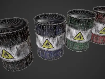 Old oil Barrels Free low-poly 3D model purchase