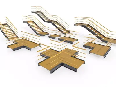 Modular Industrial Stairs Pack 1 Low-poly 3D model