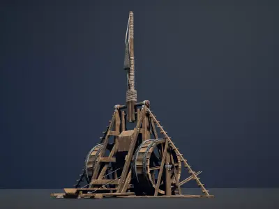 Medieval Siege Weapon - Long Trebuchet Low-poly 3D model
