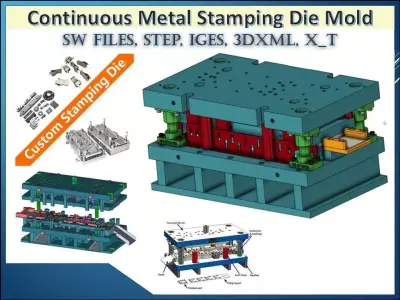 Continuous Metal Stamping Die Mold 3D CAD Model 3D model
