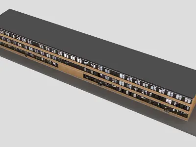 Realistic European City Block Building 33 Low-poly 3D model