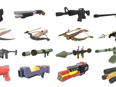 Low Poly Gun Pack Low-poly 3D model purchase