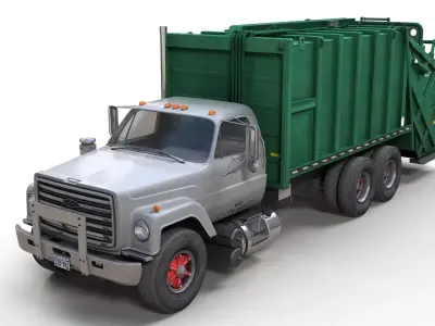 80s refuse truck Low-poly 3D model
