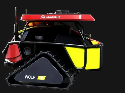 Magirus Wolf R1 Firefighting Fire Robot  vehicle  Low-poly 3D model