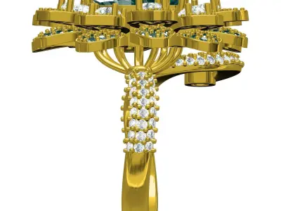 Antique Flower Design Cocktail Ring 3D print model