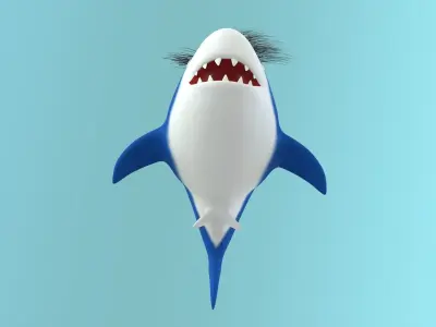 papa shark cartoon fish Low-poly 3D model