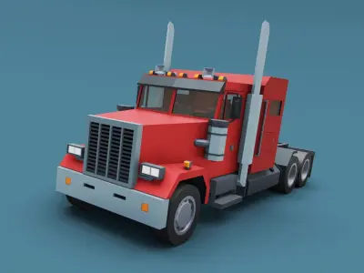Cartoon Stylized Heavy Semi Truck Low-poly 3D model
