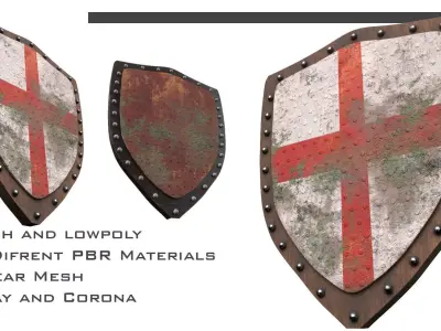 Crusader shield Low-poly 3D model