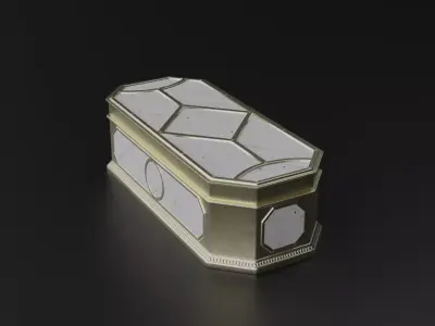 Antique rectangular jewellery box with gold plated ornate S Low-poly 3D model