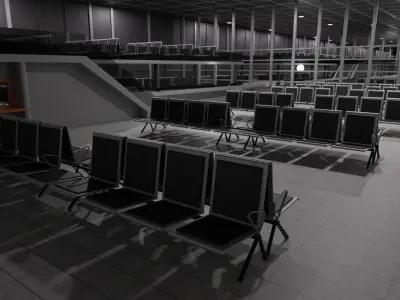 Airport Interior Low-poly 3D model 2