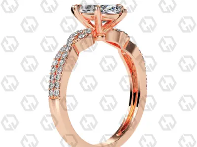 Ring 145 Marquise shape twisted shank pave set ring 3D print model