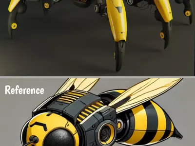 Mecha Bee Low-poly 3D model