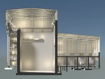 Industrial building in section cut 25i15 3D model