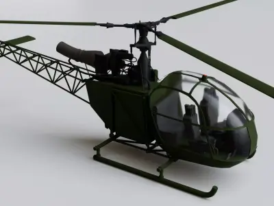 Helicopter Alouette II Low-poly 3D model
