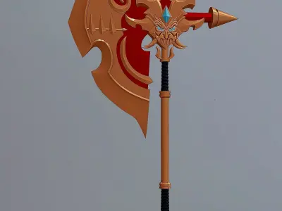 Stylized Viking battle ax 3D model