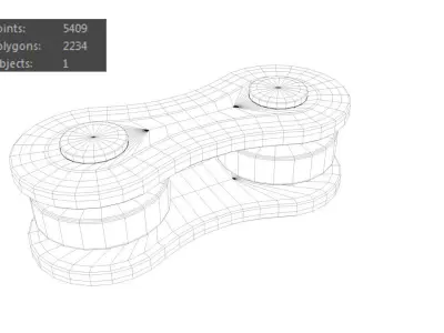 Cadena metal chain with two buttons Low-poly 3D model