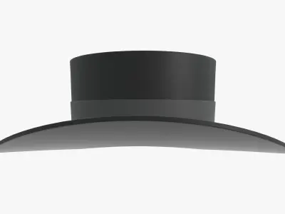 Black classic hat Free 3D model