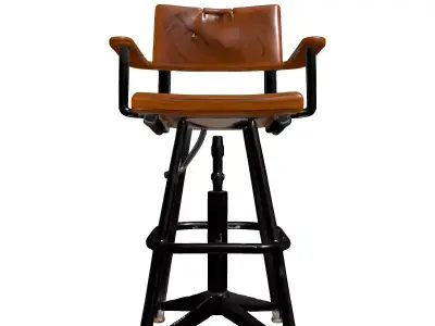 Vintage Industrial Adjustable Bar Stool Low-poly 3D model