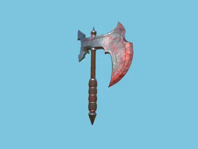 Medieval Battle Axe 07 Blood Barbarian - Fantasy Weaponry Low-poly 3D model