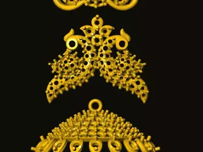 jumka three gold ornaments 3D print model