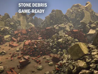 Stone debris Low-poly 3D model