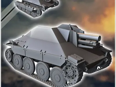 15 cm sIG 332 Sf auf Jagdpanzer 38t - miniatures tabletop scener 3D print model