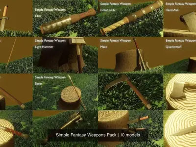 Simple Fantasy Weapons Pack 3D Model Collection
