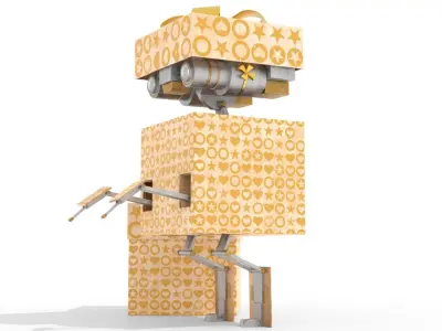 Gift Present Robot Rigged Low-poly 3D model