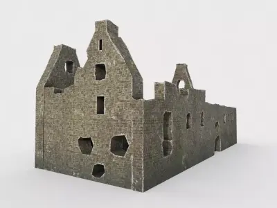 Dunskey Castle Low-poly 3D model